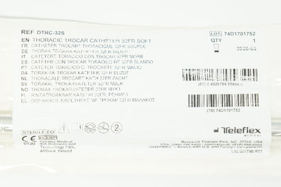 Teleflex DTRC-32S Thoracic Trocar Cath. Soft 32Fr (x)